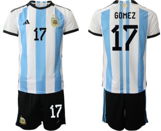 Moški Nogometni dresi Argentina Domači SP 2022 Kratek Rokav + Kratke hlače GOMEZ 17