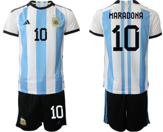 Moški Nogometni dresi kompleti Argentina Domači SP 2022-MARADONA 10