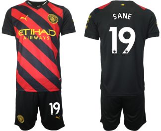 Moški Nogometni dresi Manchester City Gostujoči 2023 Kratek Rokav + Kratke hlače SANE 19