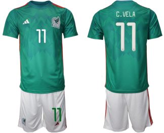 Moški Nogometni dresi Mehika Domači SP 2022 Kratek Rokav + Kratke hlače C.VELA 11