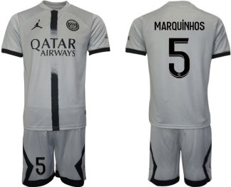 Moški Nogometni dresi Paris Saint-Germain PSG Gostujoči 2023 Kratek Rokav + Kratke hlače MARQUiNHOS 5