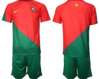 Moški Nogometni dresi Portugalska Domači SP 2022 Kratek Rokav + Kratke hlače