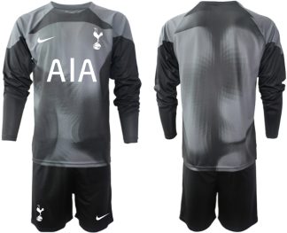 Moški Nogometni dresi Tottenham Hotspur Črna Vratar Domači 2023 Dolgi Rokav + Kratke hlače