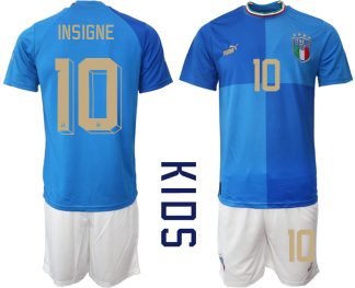 Otroški Nogometni dresi Italija Domači SP 2022 Kratek Rokav + Kratke hlače INSIGNE 10