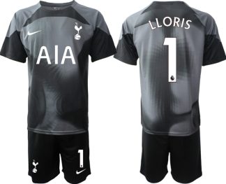 Poceni Moški Nogometni dresi kompleti Tottenham Hotspur Črna Vratar Domači 2023 LLORIS 1