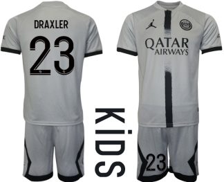 Otroški Nogometni dresi Paris Saint-Germain PSG Gostujoči 2023 Kratek Rokav + Kratke hlače DRAXLER 23