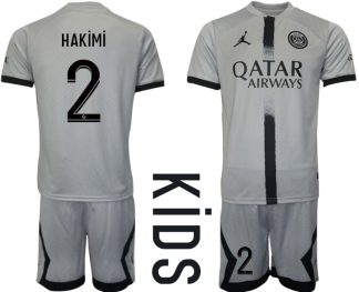Otroški Nogometni dresi Paris Saint-Germain PSG Gostujoči 2023 Kratek Rokav + Kratke hlače HAKiMi 2