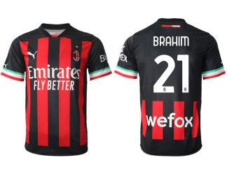 Replika Moški nogometni dresi kompleti AC Milan Domači 2023 Kratek Rokav BRAHIM 21