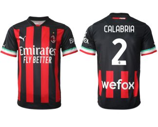 Replika Moški nogometni dresi kompleti AC Milan Domači 2023 Kratek Rokav CALABRIA 2