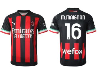 Replika Moški nogometni dresi kompleti AC Milan Domači 2023 Kratek Rokav M.MAIGNAN 16