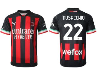 Replika Moški nogometni dresi kompleti AC Milan Domači 2023 Kratek Rokav MUSACCHIO 22