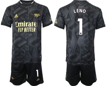 Replika Moški nogometni dresi kompleti Arsenal Gostujoči 2023 Kratek Rokav + Kratke hlače LENO 1