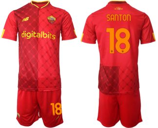 Replika Moški nogometni dresi kompleti AS Roma Domači 22-23 Kratek Rokav + Kratke hlače SANTON 18