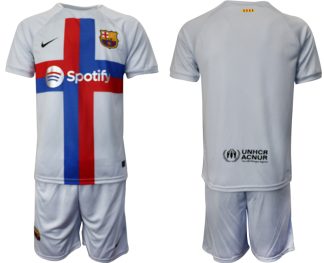 Replika Moški nogometni dresi kompleti Barcelona Tretji 2023 Kratek Rokav + Kratke hlače