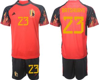 Replika Moški nogometni dresi kompleti Belgija Domači SP 2022 Kratek Rokav + Kratke hlače BATSHUAYI 23