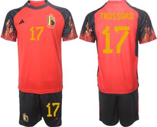Replika Moški nogometni dresi kompleti Belgija Domači SP 2022 Kratek Rokav + Kratke hlače TROSSARD 17