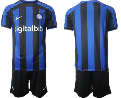 Replika Moški nogometni dresi kompleti Inter Milan Domači 2023 Kratek Rokav + Kratke hlače
