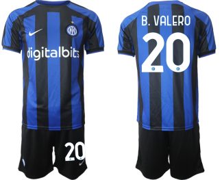 Replika Moški nogometni dresi kompleti Inter Milan Domači 2023 Kratek Rokav + Kratke hlače B.VALERO 20