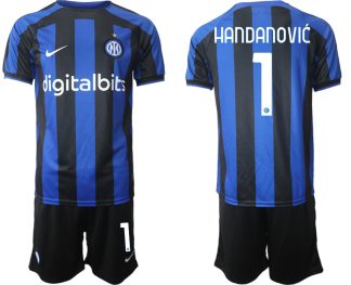 Replika Moški nogometni dresi kompleti Inter Milan Domači 2023 Kratek Rokav + Kratke hlače HANDANOVIĆ 1