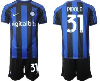 Replika Moški nogometni dresi kompleti Inter Milan Domači 2023 Kratek Rokav + Kratke hlače PIROLA 31
