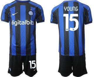 Replika Moški nogometni dresi kompleti Inter Milan Domači 2023 Kratek Rokav + Kratke hlače YOUNG 15
