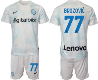 Replika Moški nogometni dresi kompleti Inter Milan Gostujoči 2023 Kratek Rokav + Kratke hlače BROZOVIĆ 77