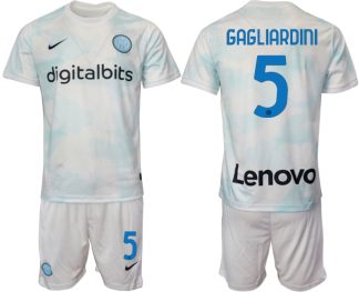 Replika Moški nogometni dresi kompleti Inter Milan Gostujoči 2023 Kratek Rokav + Kratke hlače GAGLIARDINI 5