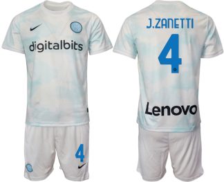 Replika Moški nogometni dresi kompleti Inter Milan Gostujoči 2023 Kratek Rokav + Kratke hlače J.ZANETTI 4