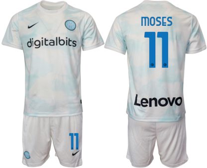 Replika Moški nogometni dresi kompleti Inter Milan Gostujoči 2023 Kratek Rokav + Kratke hlače MOSES 11