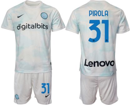 Replika Moški nogometni dresi kompleti Inter Milan Gostujoči 2023 Kratek Rokav + Kratke hlače PIROLA 31