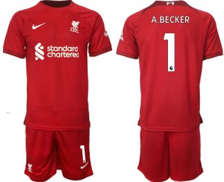 Replika Moški nogometni dresi kompleti Liverpool Domači 22-23 Kratek Rokav + Kratke hlače A.BECKER 1