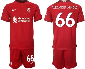 Replika Moški nogometni dresi kompleti Liverpool Domači 22-23 Kratek Rokav + Kratke hlače ALEXANDER-ARNOLD 66