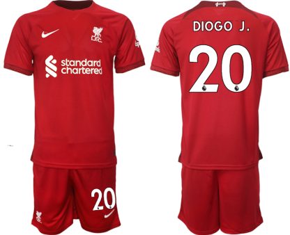 Replika Moški nogometni dresi kompleti Liverpool Domači 22-23 Kratek Rokav + Kratke hlače DIOGO J. 20