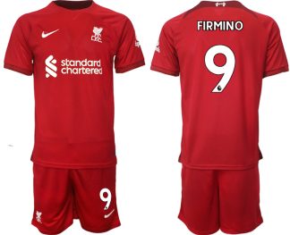 Replika Moški nogometni dresi kompleti Liverpool Domači 22-23 Kratek Rokav + Kratke hlače FIRMINO 9