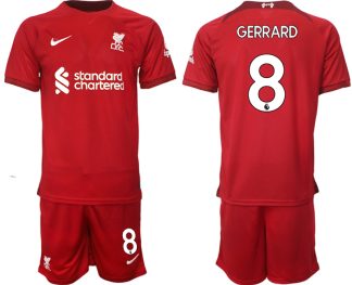 Replika Moški nogometni dresi kompleti Liverpool Domači 22-23 Kratek Rokav + Kratke hlače GERRARD 8