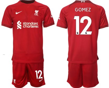 Replika Moški nogometni dresi kompleti Liverpool Domači 22-23 Kratek Rokav + Kratke hlače GOMEZ 12