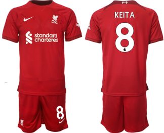 Replika Moški nogometni dresi kompleti Liverpool Domači 22-23 Kratek Rokav + Kratke hlače KEITA 8
