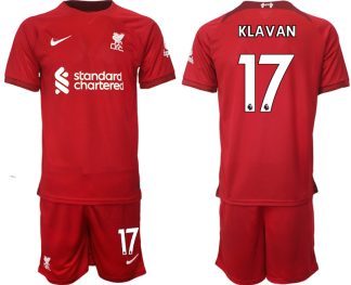 Replika Moški nogometni dresi kompleti Liverpool Domači 22-23 Kratek Rokav + Kratke hlače KLAVAN 17