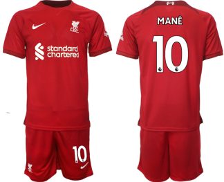 Replika Moški nogometni dresi kompleti Liverpool Domači 22-23 Kratek Rokav + Kratke hlače MANÉ 10