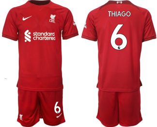 Replika Moški nogometni dresi kompleti Liverpool Domači 22-23 Kratek Rokav + Kratke hlače THIAGO 6