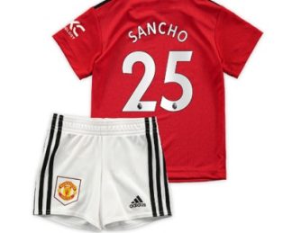 Replika Otroški nogometni dresi kompleti Manchester United Domači 2022-23 Kratek Rokav + Kratke hlače Jadon Sancho 25