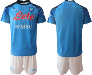 Replika Moški nogometni dresi kompleti SSC Napoli Domači 2022-23 Kratek Rokav + Kratke hlače