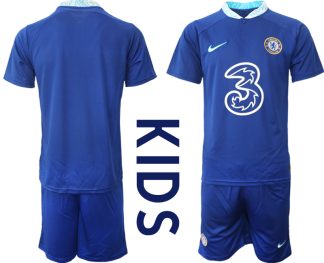 Replika Otroški nogometni dresi kompleti Chelsea Domači 2023 Kratek Rokav + Kratke hlače