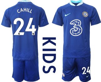 Replika Otroški nogometni dresi kompleti Chelsea Domači 2023 Kratek Rokav + Kratke hlače CAHILL 24