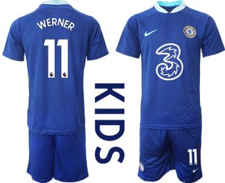 Replika Otroški nogometni dresi kompleti Chelsea Domači 2023 Kratek Rokav + Kratke hlače WERNER 11
