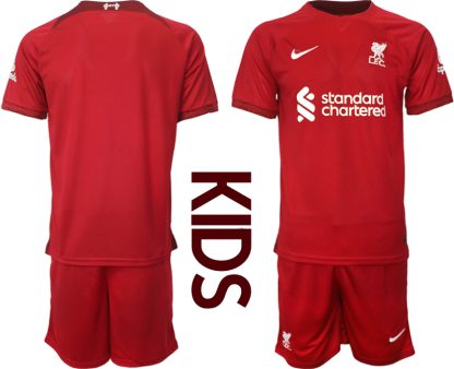 Replika Otroški nogometni dresi kompleti Liverpool Domači 2023 Kratek Rokav + Kratke hlače