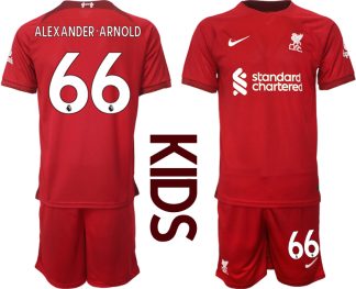 Replika Otroški nogometni dresi kompleti Liverpool Domači 2023 Kratek Rokav + Kratke hlače ALEXANDER-ARNOLD 66