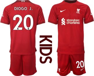 Replika Otroški nogometni dresi kompleti Liverpool Domači 2023 Kratek Rokav + Kratke hlače DIOGO J.20