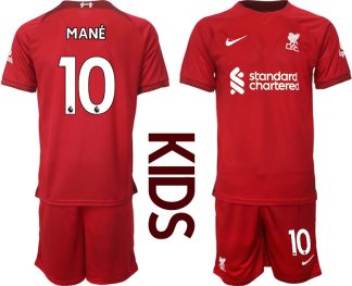 Replika Otroški nogometni dresi kompleti Liverpool Domači 2023 Kratek Rokav + Kratke hlače MANÉ 10