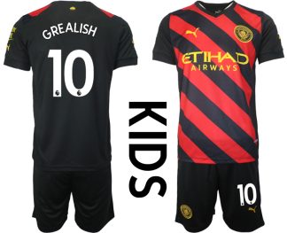 Replika Otroški nogometni dresi kompleti Manchester City Gostujoči 22-23 Kratek Rokav + Kratke hlače GREALISH 10